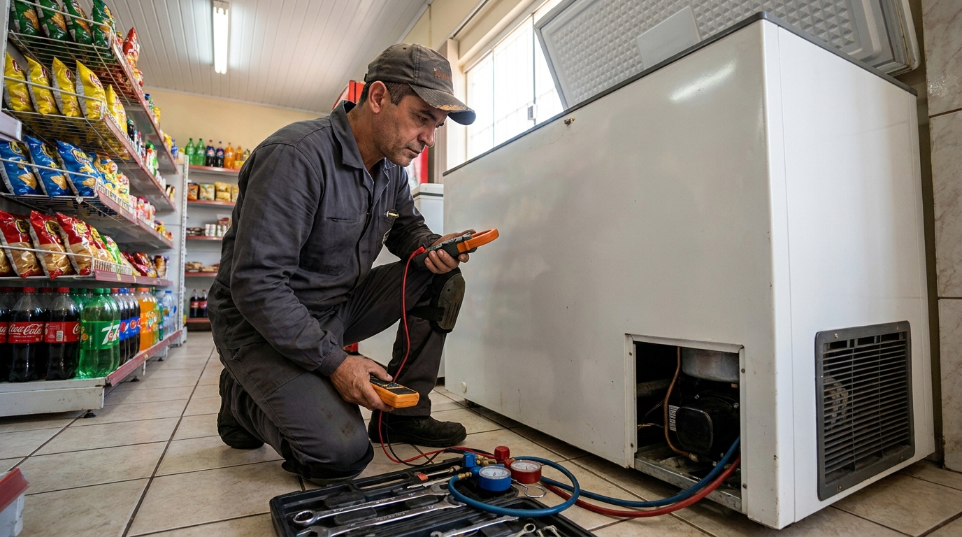 Reparo na placa eletrônica do freezer em Campinas‑SP